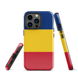 Romania Romanian Flag iPhone Case 15 14 13 12 11 Pro Max Plus Mini Tough Fitted Hard Protective Shell Glossy Rubber Phone Case Gift Idea