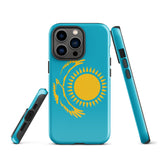 Kasachstan Kasachische Flagge iPhone Hülle 15 14 13 12 11 Pro Max Plus Mini Geschenkideen Landkarte Skyline Geschenk für Sie Ihn Ideen Reise Souvenir