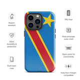 Funda para iPhone 15, 14, 13, 12, 11 Pro Max Plus Mini con la bandera de Kinshasa de la República Democrática del Congo, regalo de recuerdo de viaje