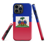 Haiti Haitian Flag iPhone Case 15 14 13 12 11 Pro Max Plus Mini Tough Fitted Hard Protective Shell Glossy Rubber Phone Case Gift Idea