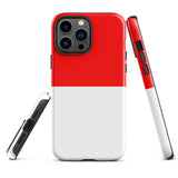 Indonesia Indonesian Flag iPhone Case 15 14 13 12 11 Pro Max Plus Mini Tough Fitted Hard Protective Shell Glossy Rubber Phone Case Gift Idea