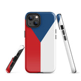 Czech Republic Czechia Česko Flag iPhone Case 15 14 13 12 11 Pro Max Plus Mini Tough Fitted Hard Protective Shell Glossy Rubber Phone Case