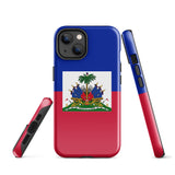 Haiti Haitian Flag iPhone Case 15 14 13 12 11 Pro Max Plus Mini Tough Fitted Hard Protective Shell Glossy Rubber Phone Case Gift Idea