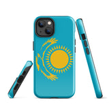 Kasachstan Kasachische Flagge iPhone Hülle 15 14 13 12 11 Pro Max Plus Mini Geschenkideen Landkarte Skyline Geschenk für Sie Ihn Ideen Reise Souvenir