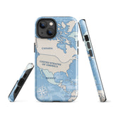Mapa del mundo que viaja por América del Norte Funda para iPhone 15 14 13 12 11 Pro Max Plus Mini Regalo Recuerdo de viaje