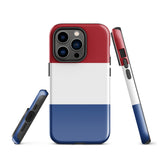 Funda para iPhone 15, 14, 13, 12, 11 Pro Max Plus Mini, carcasa protectora rígida resistente y brillante de goma con bandera holandesa, idea de regalo