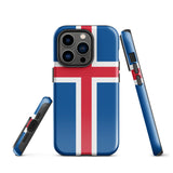 Island Island Isländische Flagge iPhone Hülle 15 14 13 12 11 Pro Max Plus Mini Robuste Hartschale Glänzende Gummi Handyhülle Geschenk