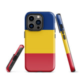 Romania Romanian Flag iPhone Case 15 14 13 12 11 Pro Max Plus Mini Tough Fitted Hard Protective Shell Glossy Rubber Phone Case Gift Idea