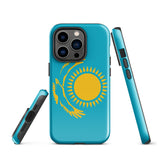 Kasachstan Kasachische Flagge iPhone Hülle 15 14 13 12 11 Pro Max Plus Mini Geschenkideen Landkarte Skyline Geschenk für Sie Ihn Ideen Reise Souvenir