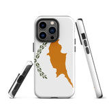 Funda para iPhone con la bandera de Chipre 15, 14, 13, 12 y 11 Pro Max Plus Mini Ideas para regalos Mapa del país Horizonte Regalo para ella Ideas para él Recuerdo de viaje