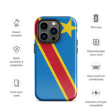 Funda para iPhone 15, 14, 13, 12, 11 Pro Max Plus Mini con la bandera de Kinshasa de la República Democrática del Congo, regalo de recuerdo de viaje