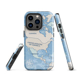 Mapa del mundo que viaja por América del Norte Funda para iPhone 15 14 13 12 11 Pro Max Plus Mini Regalo Recuerdo de viaje