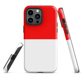 Indonesia Indonesian Flag iPhone Case 15 14 13 12 11 Pro Max Plus Mini Tough Fitted Hard Protective Shell Glossy Rubber Phone Case Gift Idea