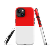 Indonesia Indonesian Flag iPhone Case 15 14 13 12 11 Pro Max Plus Mini Tough Fitted Hard Protective Shell Glossy Rubber Phone Case Gift Idea