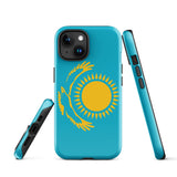 Kasachstan Kasachische Flagge iPhone Hülle 15 14 13 12 11 Pro Max Plus Mini Geschenkideen Landkarte Skyline Geschenk für Sie Ihn Ideen Reise Souvenir