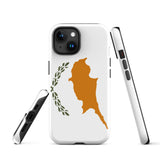 Funda para iPhone con la bandera de Chipre 15, 14, 13, 12 y 11 Pro Max Plus Mini Ideas para regalos Mapa del país Horizonte Regalo para ella Ideas para él Recuerdo de viaje