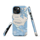 Mapa del mundo que viaja por América del Norte Funda para iPhone 15 14 13 12 11 Pro Max Plus Mini Regalo Recuerdo de viaje