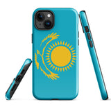 Kasachstan Kasachische Flagge iPhone Hülle 15 14 13 12 11 Pro Max Plus Mini Geschenkideen Landkarte Skyline Geschenk für Sie Ihn Ideen Reise Souvenir