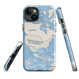 Mapa del mundo que viaja por América del Norte Funda para iPhone 15 14 13 12 11 Pro Max Plus Mini Regalo Recuerdo de viaje