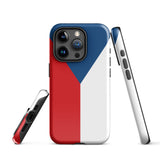 Czech Republic Czechia Česko Flag iPhone Case 15 14 13 12 11 Pro Max Plus Mini Tough Fitted Hard Protective Shell Glossy Rubber Phone Case