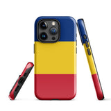 Romania Romanian Flag iPhone Case 15 14 13 12 11 Pro Max Plus Mini Tough Fitted Hard Protective Shell Glossy Rubber Phone Case Gift Idea