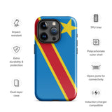 Funda para iPhone 15, 14, 13, 12, 11 Pro Max Plus Mini con la bandera de Kinshasa de la República Democrática del Congo, regalo de recuerdo de viaje