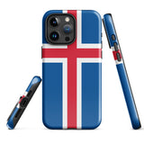 Island Island Isländische Flagge iPhone Hülle 15 14 13 12 11 Pro Max Plus Mini Robuste Hartschale Glänzende Gummi Handyhülle Geschenk
