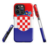 Funda para iPhone 15, 14, 13, 12 y 11 Pro Max Plus Mini con bandera croata Ideas para regalos Mapa del país Horizonte Regalo para ella Ideas para él Recuerdo de viaje