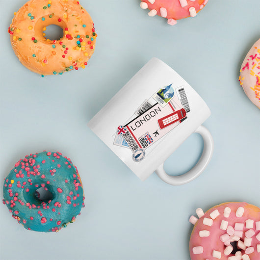 London England British Coffee Mug White Glossy Cup Personalized Custom City Name